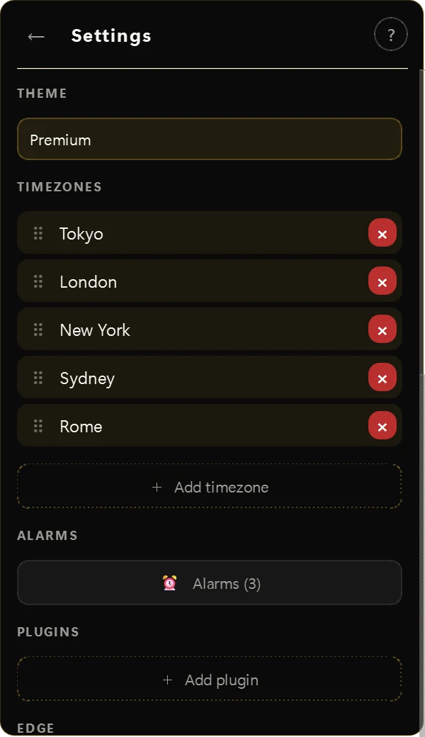 Time Precision settings panel